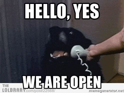 Yes, we are open